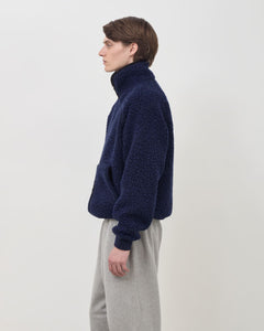 Wool Zip Up Fleece - Navy