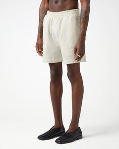 Grado Seersucker Shorts - Cream/Black Pinstripe