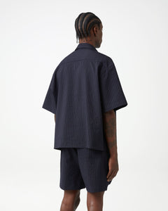 Grado Seersucker Shirt - Navy/Cream Pinstripe