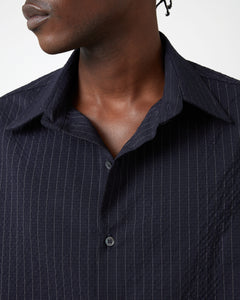 Grado Seersucker Shirt - Navy/Cream Pinstripe