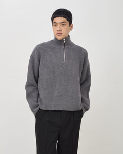 Merino Knit Q-Zip Sweater - Grey