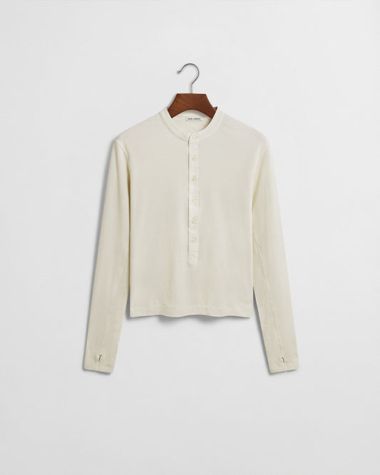 Long Button Henley - Vintage White