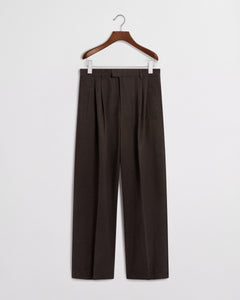 Daniel Simmons - Herringbone Forest Pleated Trouser - Brown