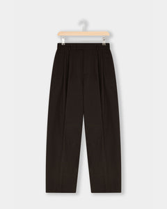 Herringbone Forest Pleated Trouser - Brown