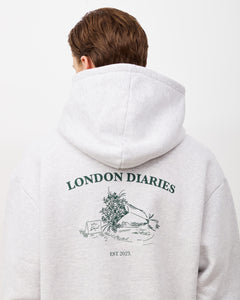 London Diaries Flowers Hoodie - Ash Grey