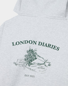 London Diaries Flowers Hoodie - Ash Grey