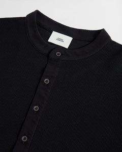 Long Button Henley - Black