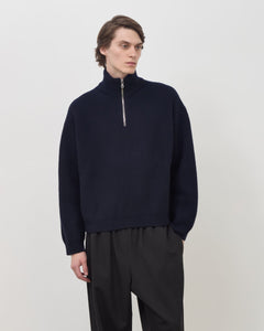 Merino Knit Q-Zip Sweater - Navy