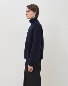 Merino Knit Q-Zip Sweater - Navy