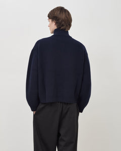 Merino Knit Q-Zip Sweater - Navy