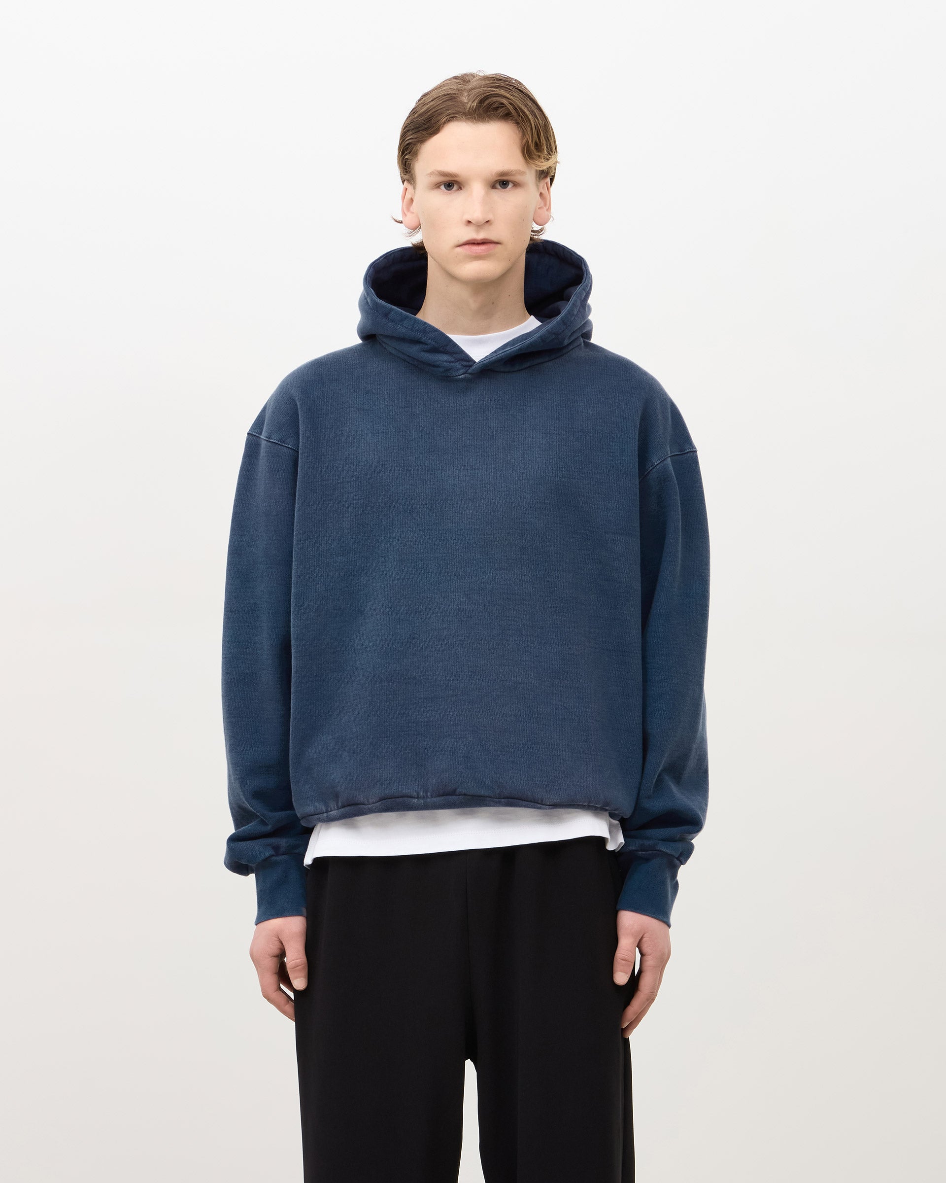 トップス DAN Wool Oversized Sweat M BLACK Black Oversized Zip Up Hoodie with Abstract Print - Grunge