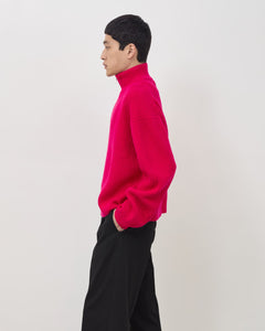 Merino Knit Q-Zip Sweater - Hot Pink