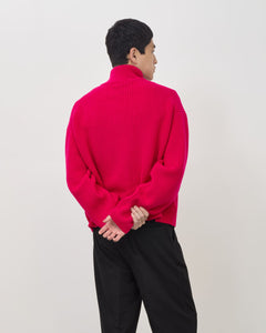Merino Knit Q-Zip Sweater - Hot Pink