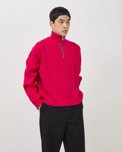 Merino Knit Q-Zip Sweater - Hot Pink
