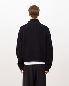 Merino Knit Q-Zip Sweater - Black