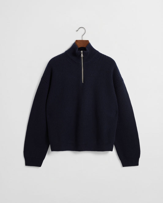 Merino Knit Q-Zip Sweater - Navy
