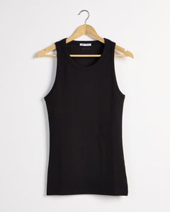 Embroidered Fitted Ribbed Vest - Black