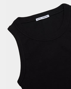 Fitted Ribbed Vest - Black