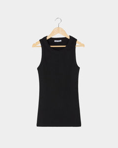 Fitted Ribbed Vest - Black