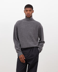 Merino Roll Neck Sweater - Grey