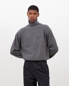 Merino Roll Neck Sweater - Grey