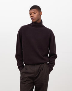 Merino Roll Neck Sweater - Mahogany Brown