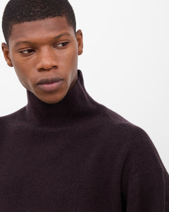 Merino Roll Neck Sweater - Mahogany Brown