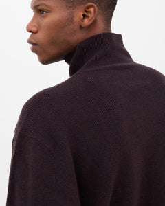 Merino Roll Neck Sweater - Mahogany Brown