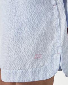 Manchester Seersucker Shorts - Chambray Blue/White Pinstripe