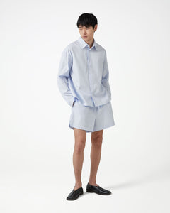 Manchester Seersucker Shorts - Chambray Blue/White Pinstripe