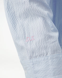 Manchester Seersucker Shirt - Chambray Blue/White Pinstripe