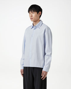 Manchester Seersucker Shirt - Chambray Blue/White Pinstripe