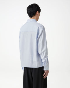 Manchester Seersucker Shirt - Chambray Blue/White Pinstripe