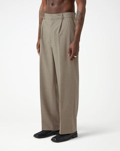 Soft Handle Essential Pleated Trousers - Pebble