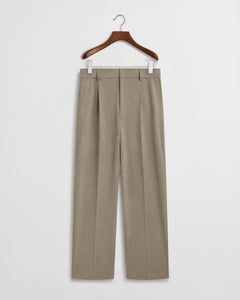 Soft Handle Essential Pleated Trousers - Pebble
