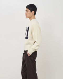 Varsity Knit Intarsia Sweater - Cream & Navy