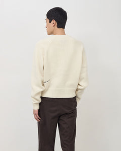 Varsity Knit Intarsia Sweater - Cream & Navy