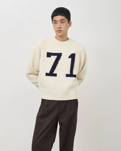 Varsity Knit Intarsia Sweater - Cream & Navy