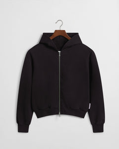 Zip Fleeceback Hoodie - Black