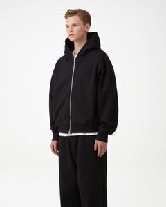 Zip Fleeceback Hoodie - Black