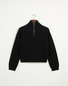 Merino Knit Q-Zip Sweater - Black